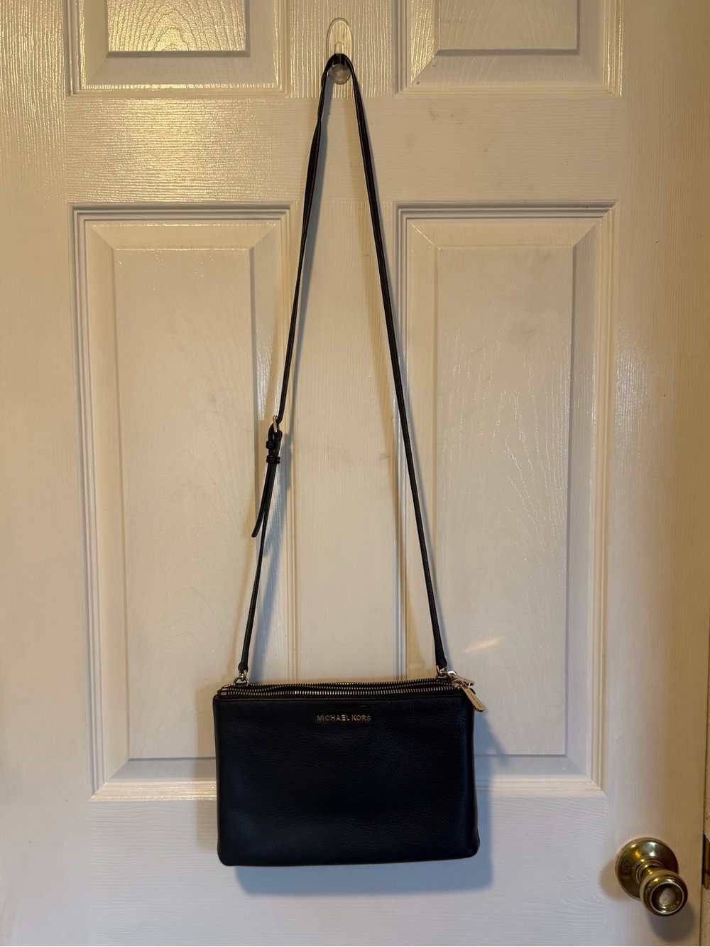Michael Kors Black Pebble Leather Crossbody with Gold Hardware